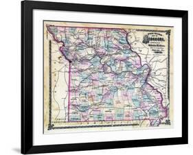 1876, Missouri Railroad Map, Missouri, United States-null-Framed Giclee Print