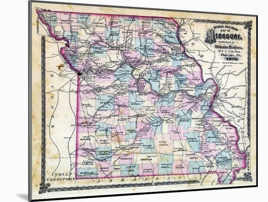 1876, Missouri Railroad Map, Missouri, United States-null-Mounted Giclee Print