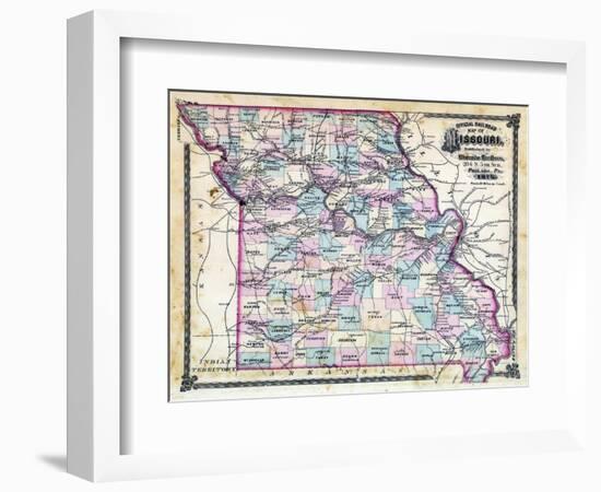 1876, Missouri Railroad Map, Missouri, United States-null-Framed Giclee Print