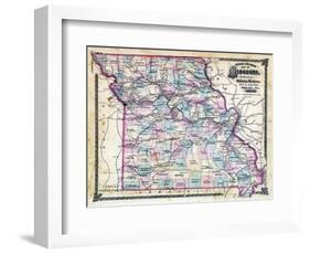 1876, Missouri Railroad Map, Missouri, United States-null-Framed Giclee Print