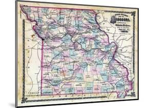 1876, Missouri Railroad Map, Missouri, United States-null-Mounted Giclee Print