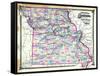1876, Missouri Railroad Map, Missouri, United States-null-Framed Stretched Canvas