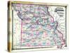 1876, Missouri Railroad Map, Missouri, United States-null-Stretched Canvas