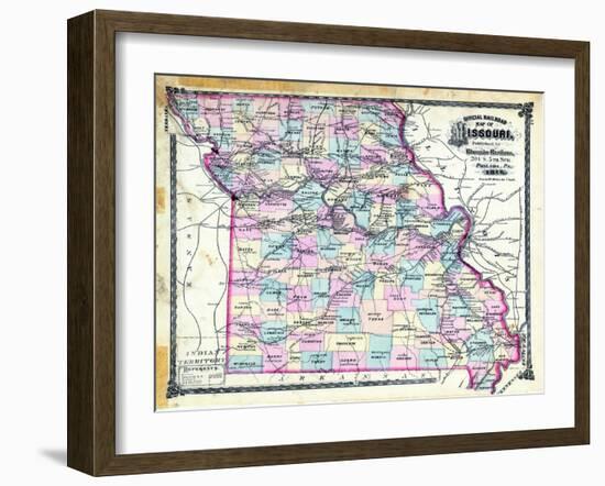 1876, Missouri Railroad Map, Missouri, United States-null-Framed Giclee Print