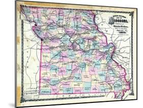 1876, Missouri Railroad Map, Missouri, United States-null-Mounted Giclee Print