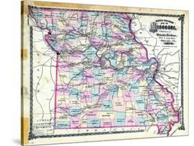 1876, Missouri Railroad Map, Missouri, United States-null-Stretched Canvas