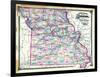 1876, Missouri Railroad Map, Missouri, United States-null-Framed Giclee Print