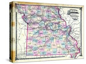 1876, Missouri Railroad Map, Missouri, United States-null-Stretched Canvas