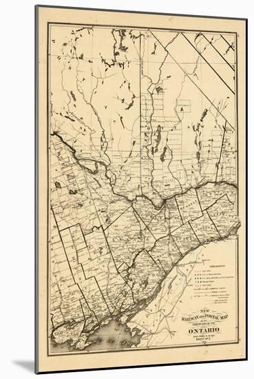 1876, Ontario Province - Railway and Postal Map 3, Canada-null-Mounted Giclee Print