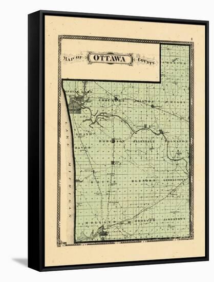 1876, Ottawa County Map, Michigan, United States-null-Framed Stretched Canvas