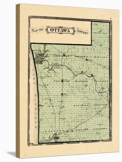 1876, Ottawa County Map, Michigan, United States-null-Stretched Canvas