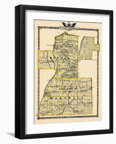 1876, Putnam County Map, Eastern Part of Marshall County Map, Hennepin, Illinois, United States-null-Framed Giclee Print