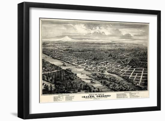 1876, Salem Bird's Eye View, Oregon, United States-null-Framed Giclee Print