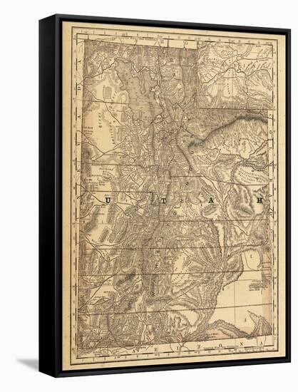 1876, Utah State Map, Utah, United States-null-Framed Stretched Canvas