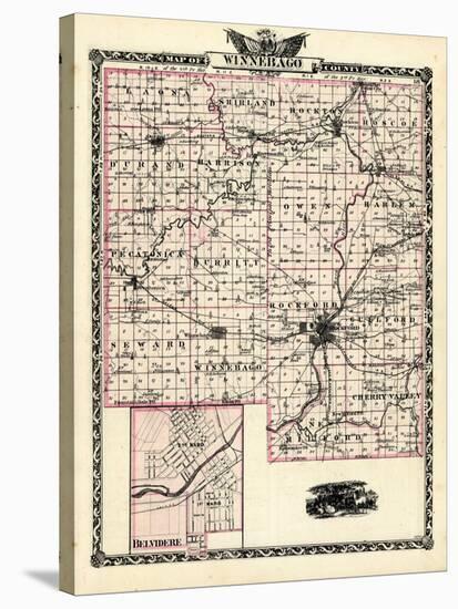 1876, Winnebago County Map, Belvedere, Illinois, United States-null-Stretched Canvas