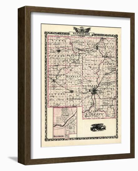 1876, Winnebago County Map, Belvedere, Illinois, United States-null-Framed Giclee Print