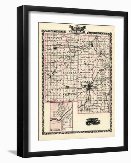 1876, Winnebago County Map, Belvedere, Illinois, United States-null-Framed Giclee Print