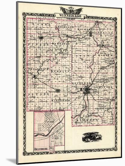 1876, Winnebago County Map, Belvedere, Illinois, United States-null-Mounted Giclee Print
