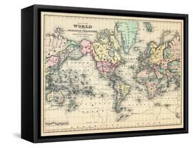 1876, World, Map of the World 1876-null-Framed Stretched Canvas