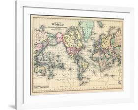 1876, World, Map of the World 1876-null-Framed Giclee Print