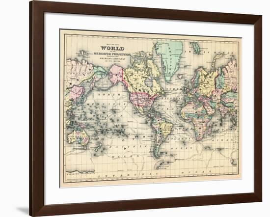 1876, World, Map of the World 1876-null-Framed Giclee Print