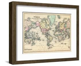 1876, World, Map of the World 1876-null-Framed Giclee Print