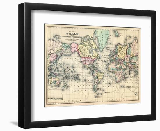 1876, World, Map of the World 1876-null-Framed Giclee Print