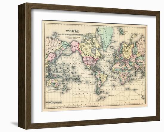 1876, World, Map of the World 1876-null-Framed Giclee Print