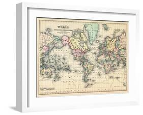 1876, World, Map of the World 1876-null-Framed Giclee Print