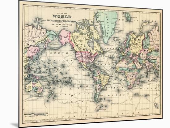 1876, World, Map of the World 1876-null-Mounted Giclee Print