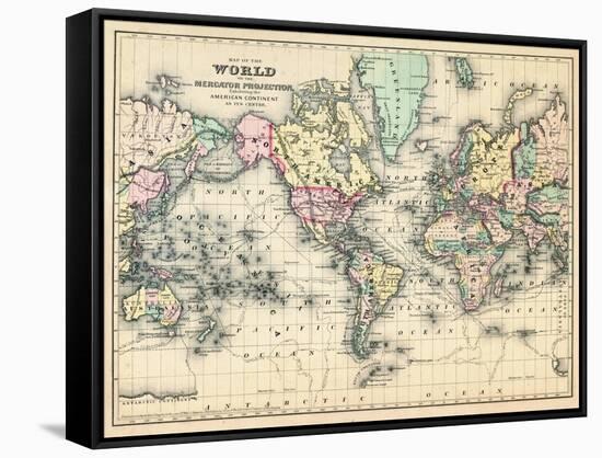 1876, World, Map of the World 1876-null-Framed Stretched Canvas