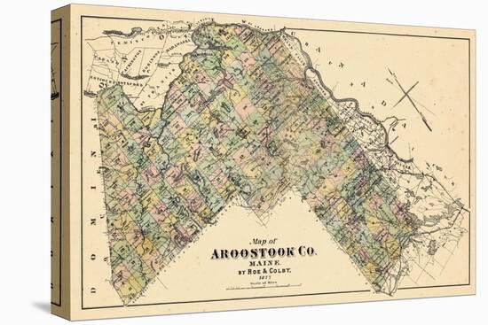 1877, Aroostook County Map, Maine, United States-null-Stretched Canvas