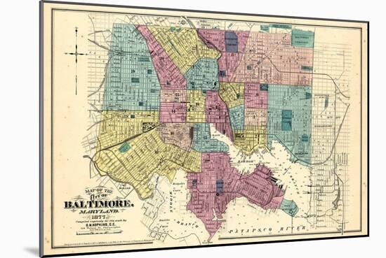 1877, Baltimore City Map 1877, Maryland, United States-null-Mounted Giclee Print