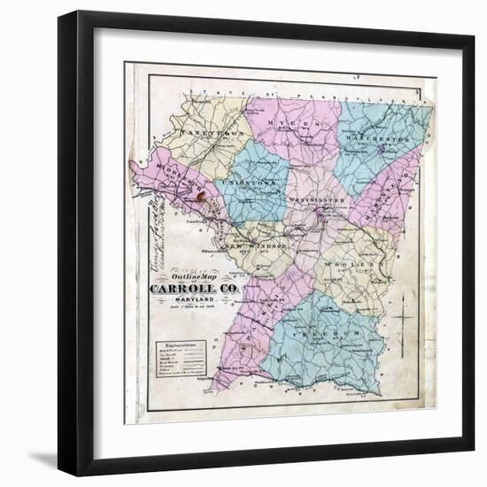 1877, Carroll County Map, Maryland, United States-null-Framed Giclee Print