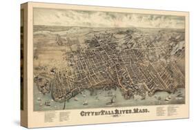 1877, Fall River Bird's Eye View, Massachusetts, United States-null-Stretched Canvas
