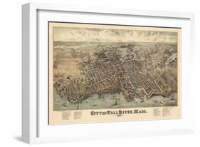 1877, Fall River Bird's Eye View, Massachusetts, United States-null-Framed Giclee Print