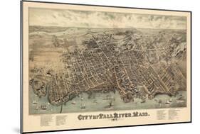 1877, Fall River Bird's Eye View, Massachusetts, United States-null-Mounted Giclee Print
