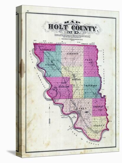 1877, Holt County Outline Map, Missouri, United States-null-Stretched Canvas