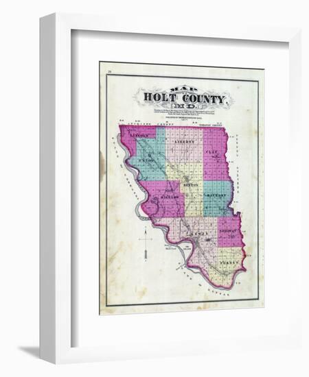 1877, Holt County Outline Map, Missouri, United States-null-Framed Premium Giclee Print