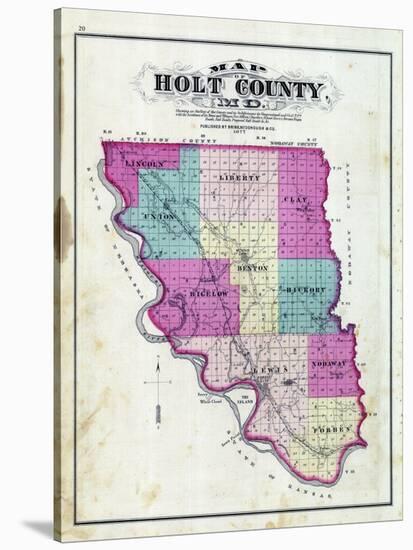 1877, Holt County Outline Map, Missouri, United States-null-Stretched Canvas