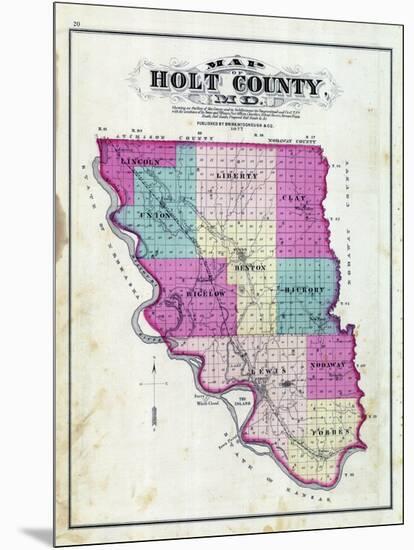 1877, Holt County Outline Map, Missouri, United States-null-Mounted Premium Giclee Print