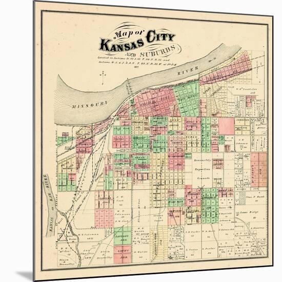 1877, Kansas City and Suburbs, Missouri, United States-null-Mounted Giclee Print