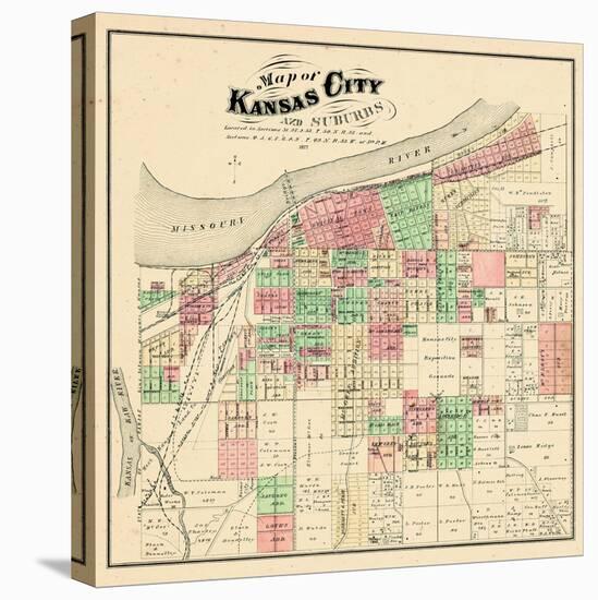 1877, Kansas City and Suburbs, Missouri, United States-null-Stretched Canvas