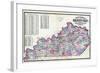 1877, Kentucky County and Rail Road Map, Kentucky, United States-null-Framed Giclee Print