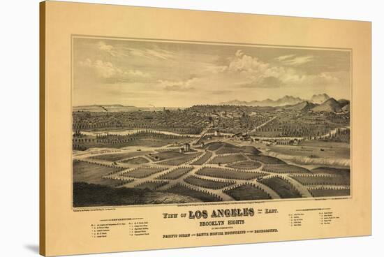 1877 Los Angeles Map-N. Harbick-Stretched Canvas