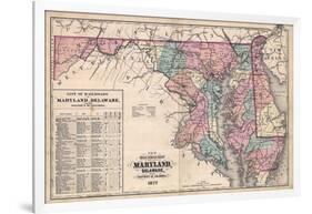 1877, Maryland and Delaware Railroad Map 1877, Maryland, United States-null-Framed Giclee Print