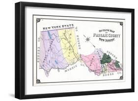 1877, Passaic County Outline Map, New Jersey, United States-null-Framed Giclee Print