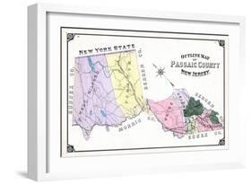 1877, Passaic County Outline Map, New Jersey, United States-null-Framed Giclee Print