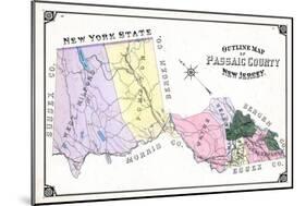 1877, Passaic County Outline Map, New Jersey, United States-null-Mounted Giclee Print
