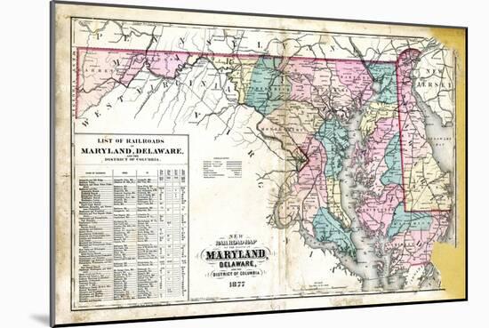 1877, State Map of Maryland - Delaware - D.C., Maryland, United States-null-Mounted Giclee Print